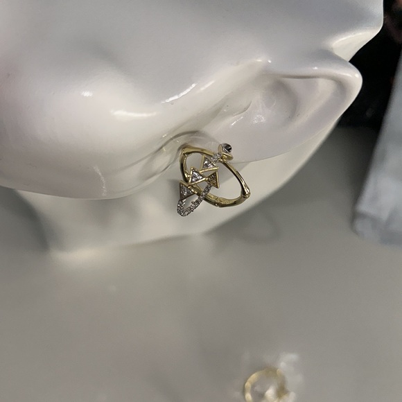 ALEXIS BITTAR orbital bamboo gold crystal hoop earrings - Picture 4 of 5